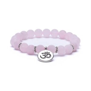 natural-bracelet-Mala-rose-quartz-elastic-with-ohm-8cm