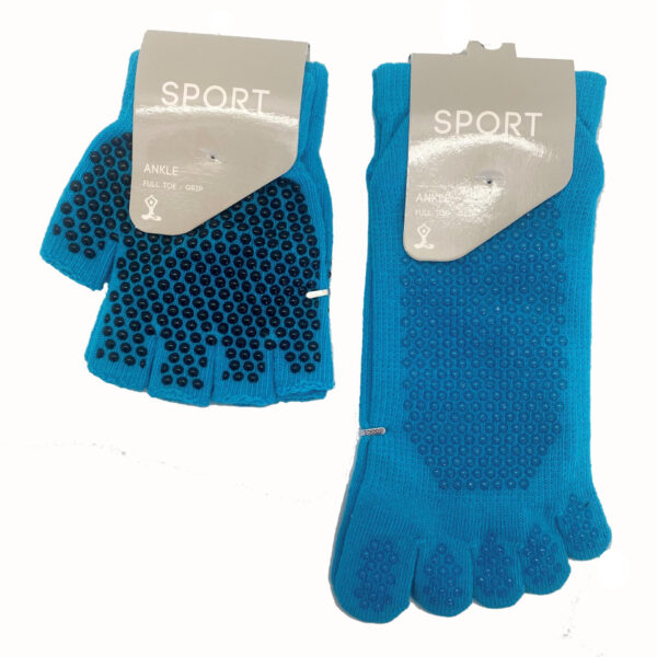 ankle full toe grip gloves socks blue
