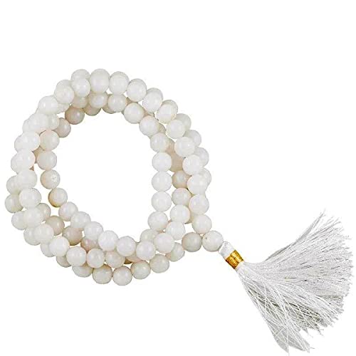Mala-white-stone-108-beads-and-tassel-0.8cm