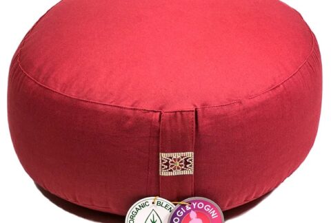 Meditation cushion red organic cotton