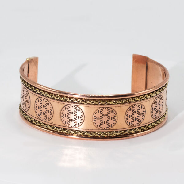 Copper-Wide-Banded-Bracelet-flower-of-life