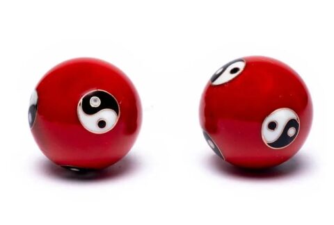 Health Balls - Yin Yang - red - with small Yin Yang symbols