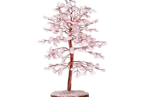Gemstone-tree-natural-stones-rose-quartz-with-wooden-base-pink