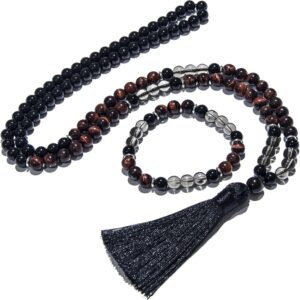 Mala-tiger-Necklace-108-Prayer-Beads-Natural-Stone-set-with-bracelet