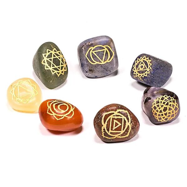 Chakra-symbols-engraved-tumbled-stones