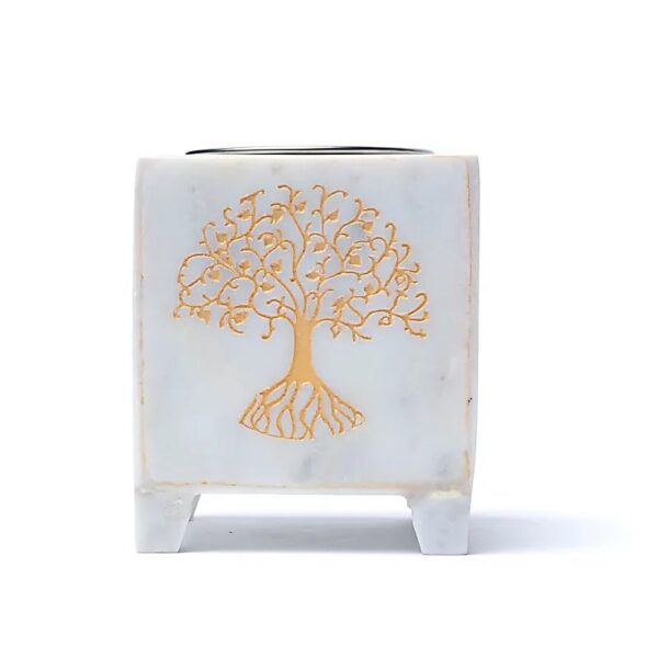 Incense burner tree of life white marble
