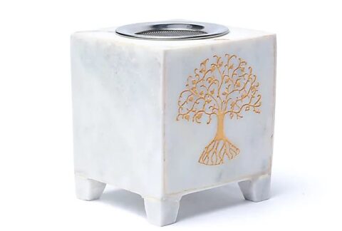 Incense burner tree of life white marble