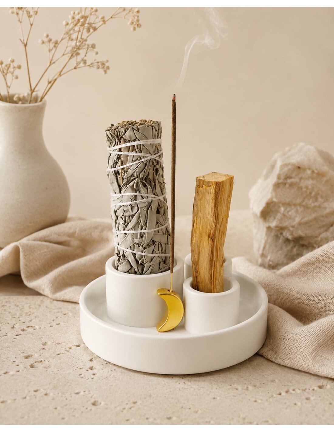 Ceramic-Palo-Santo-smudge-sage-and-incense-burner-moon-white-gold-12-cm
