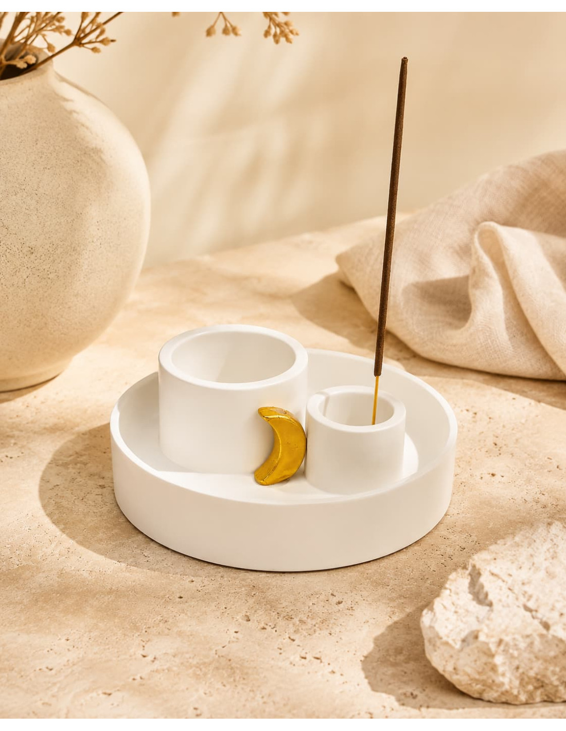 Ceramic-Palo-Santo-smudge-sage-and-incense-burner-moon-white-gold-12-cm