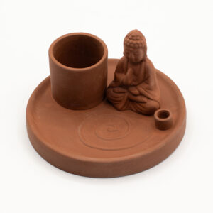 Multi-Purpose-Buddha-Incense-Plate-Natural-Terracotta-Style