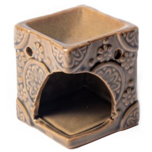 Aromatic wax burner flowers beige