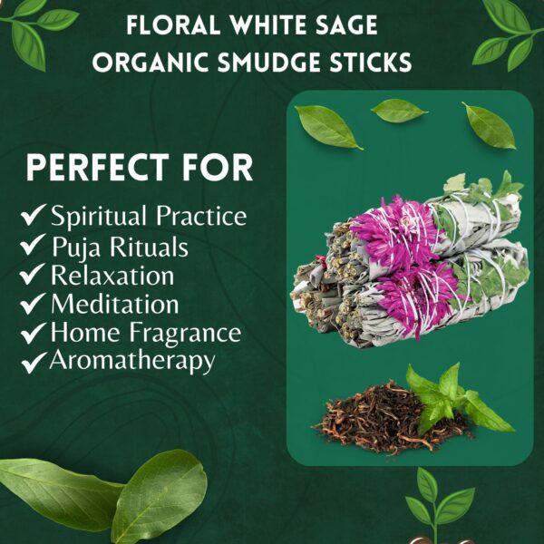 Dahlia-white-Sage-smudge-sage-stick-10cm