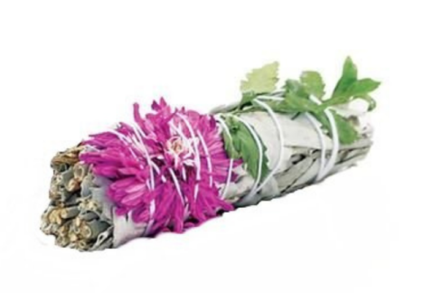 Dahlia-white-Sage-smudge-stick-10cm