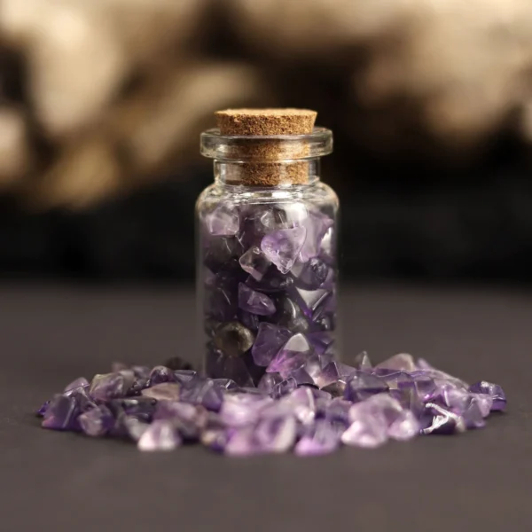 Amethyst-Gemstones-in-a-glass-Bottle