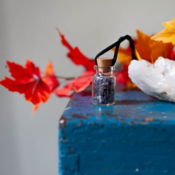 Amethyst-Gemstones-in-a-glass-Bottle