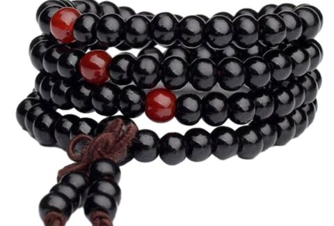 Mala-wood-elastic-with-decobeads-black-108