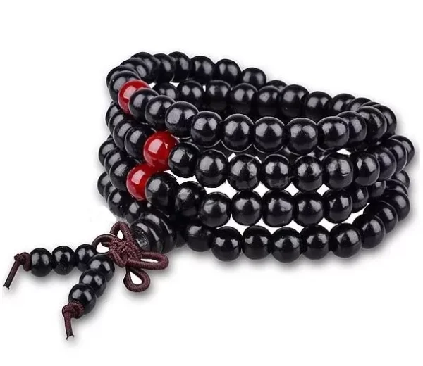 Mala-wood-elastic-with-decobeads-black-108