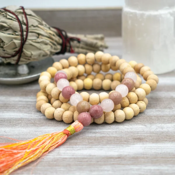 tulsi-mala-with-thulite-rose-quartz-aa-quality-in-pouch