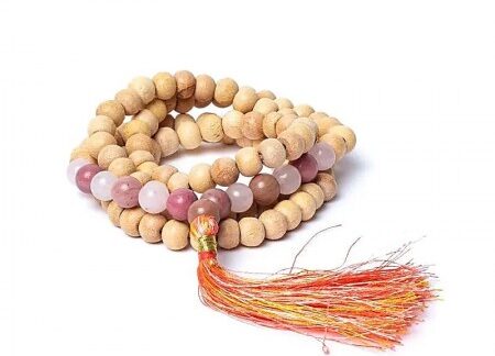 tulsi-mala-with-thulite-rose-quartz-aa-quality-in-pouch