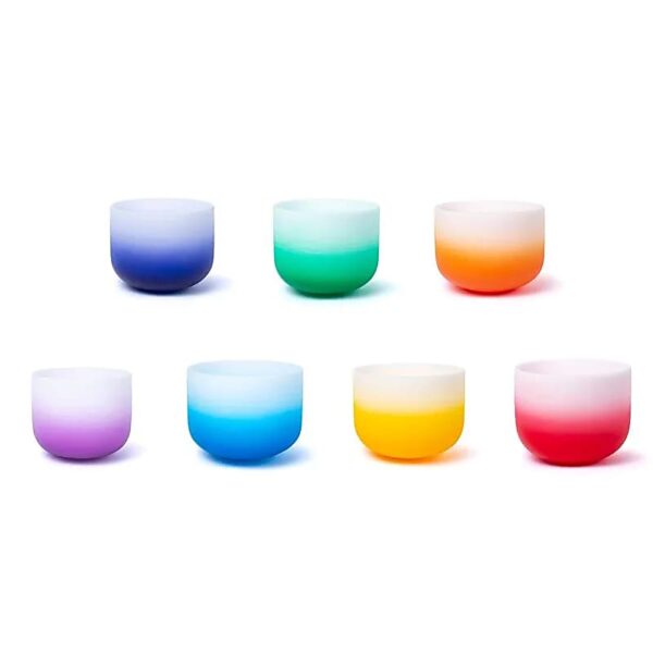 SET 7 Crystal singing bowls Aria gradient design 432 hz + 2 bags