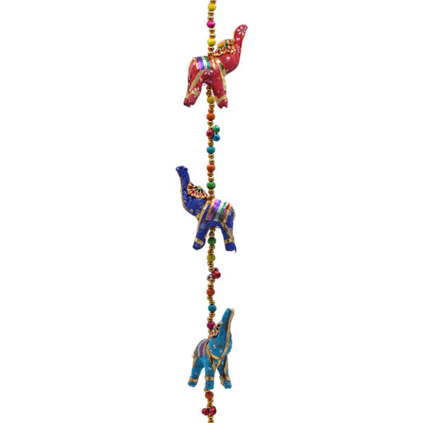 Decorative garland clothed Elephants