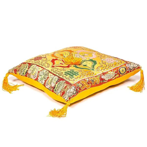 Singing Bowl cushion de luxe double dorje yellow