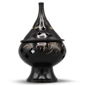 Drop-Shape-Incense-Burner-Black-metal-10-cm