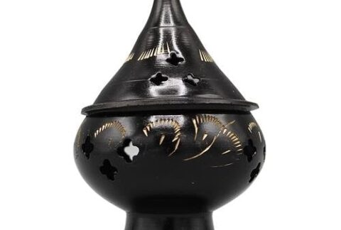 Drop-Shape-Incense-Burner-Black-metal-10-cm