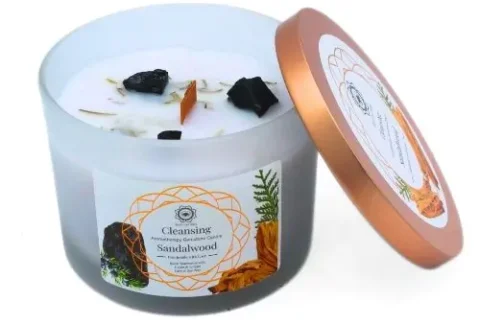Green Tree Gemstone Candle Cleansing Sandalwood 256g