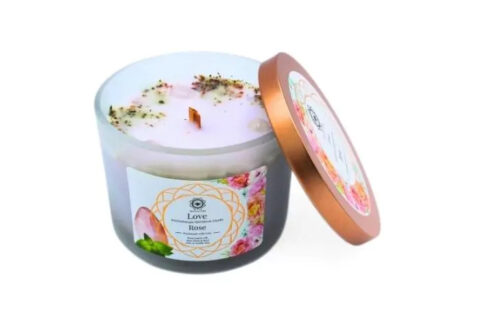 Green Tree Gemstone Candle Love Rose 256g