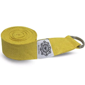 Yellow Cotton Yoga Belt With Wrapped D-Ring