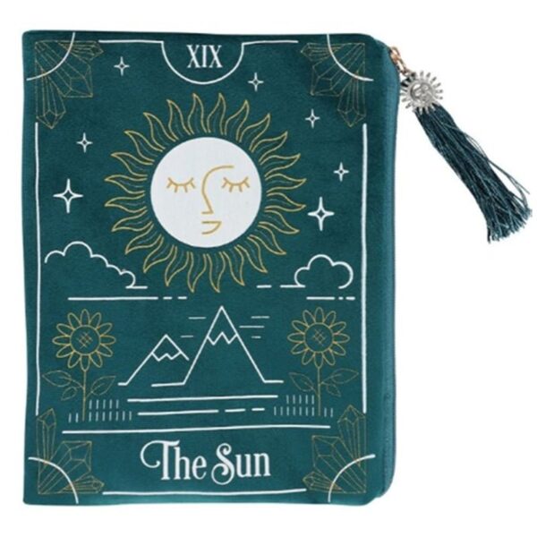 the-sun-tarot-zip-velvet-bag-green