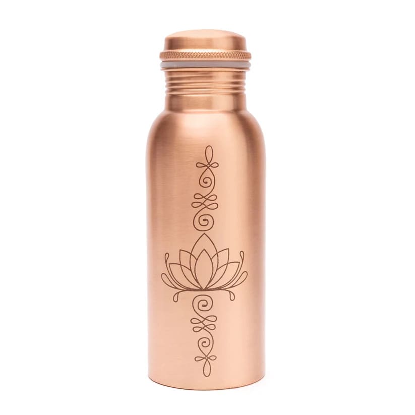 Copper-bottle-lotus-laser-engraved
