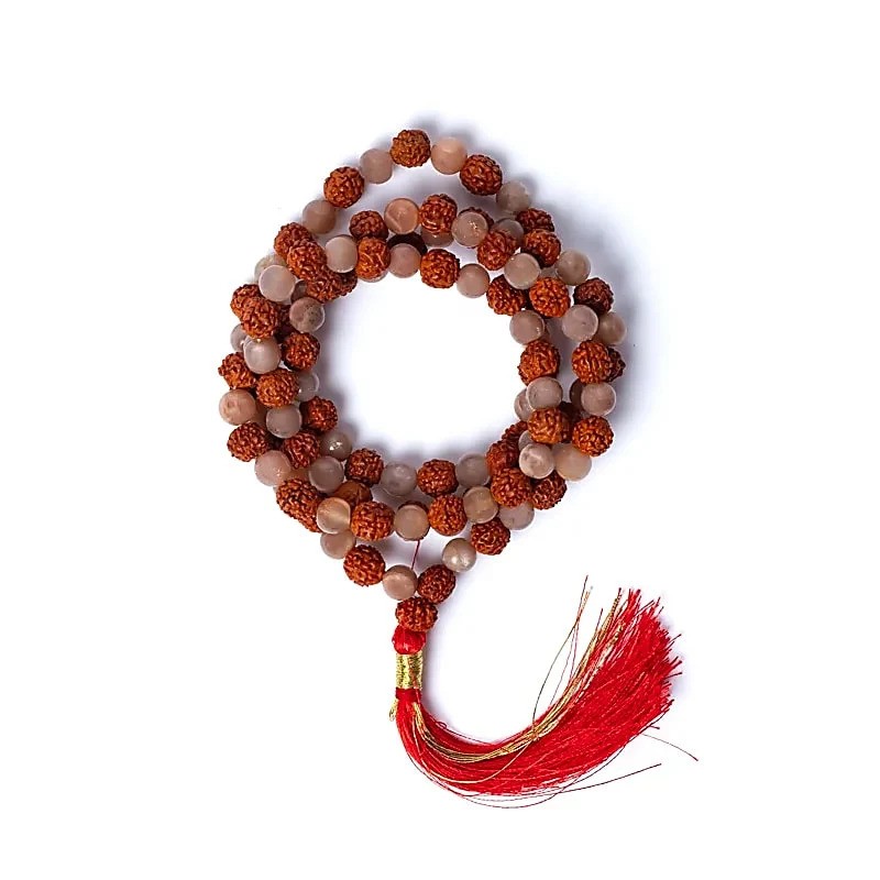Mala-peach-moonstone-rudraksha-AA-quality-in-mala-pouch-108-beads