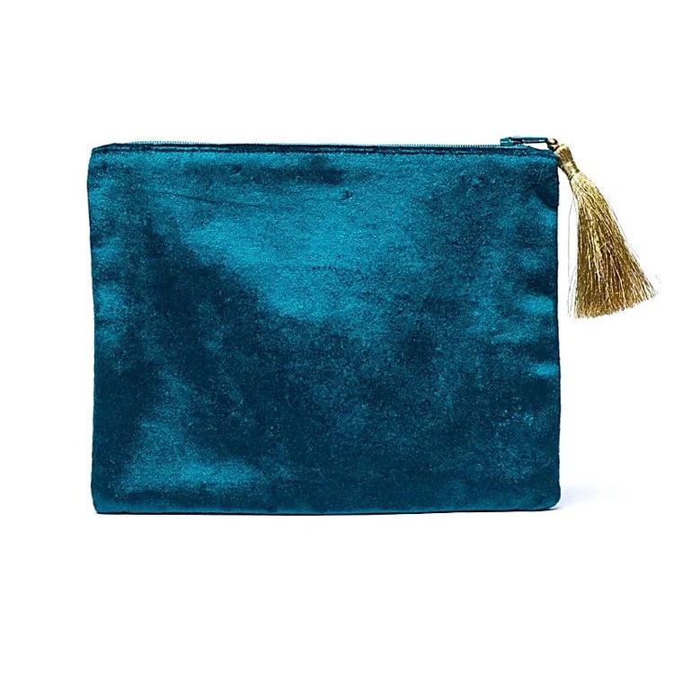 Zippered-velvet-pouch-petrol-with-tarot-eye-16-cm