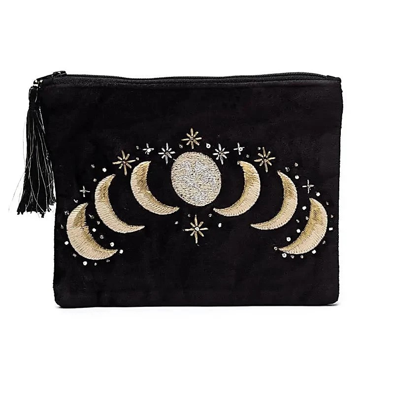 Zippered-velvet-tarot-pouch-black-with-moon-phases